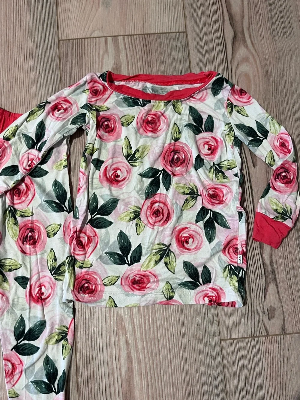 Little Sleepies Red-Pink Rose Floral Pajama Set